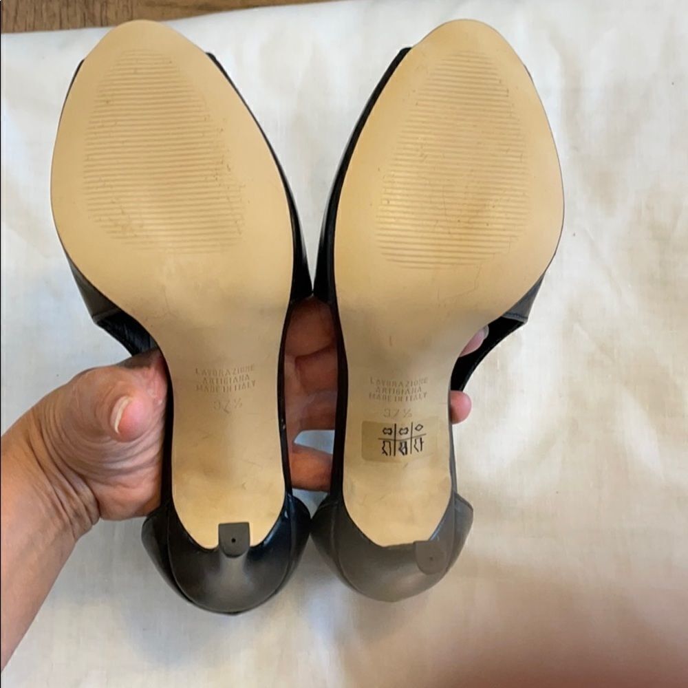 DONNA PIU BLACK LEATHER STILETTO HEELS.  NEW - Picture 6 of 9